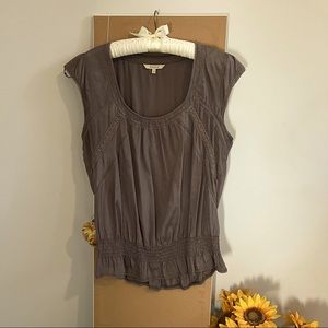 Purple-Greyish Short Sleeve Blouse